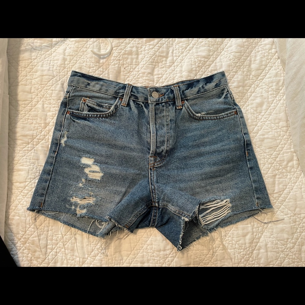 Topshop Ashley Moto Denim Shorts